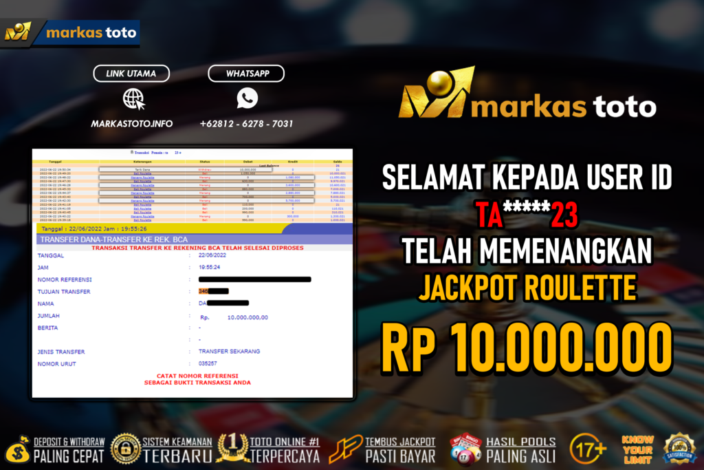 BUKTI PEMBAYARAN MEMBER JP ROULETTE LIVE CASINO USER ID TA*****23