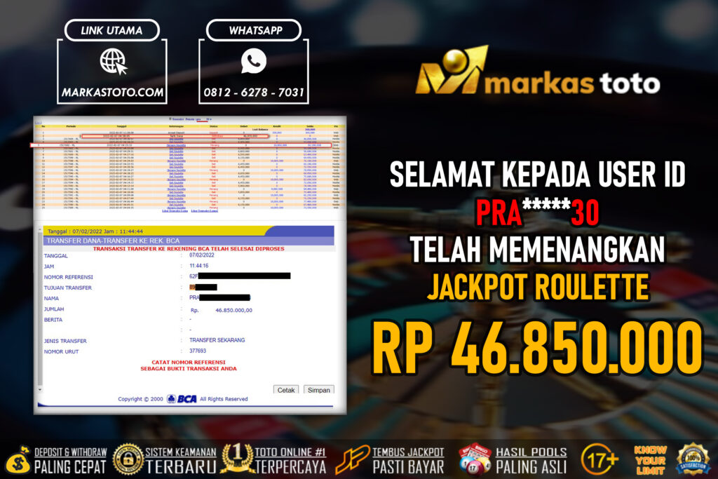 BUKTI PEMBAYARAN MEMBER JP LIVECASINO DI MARKASTOTO USER ID PRA30