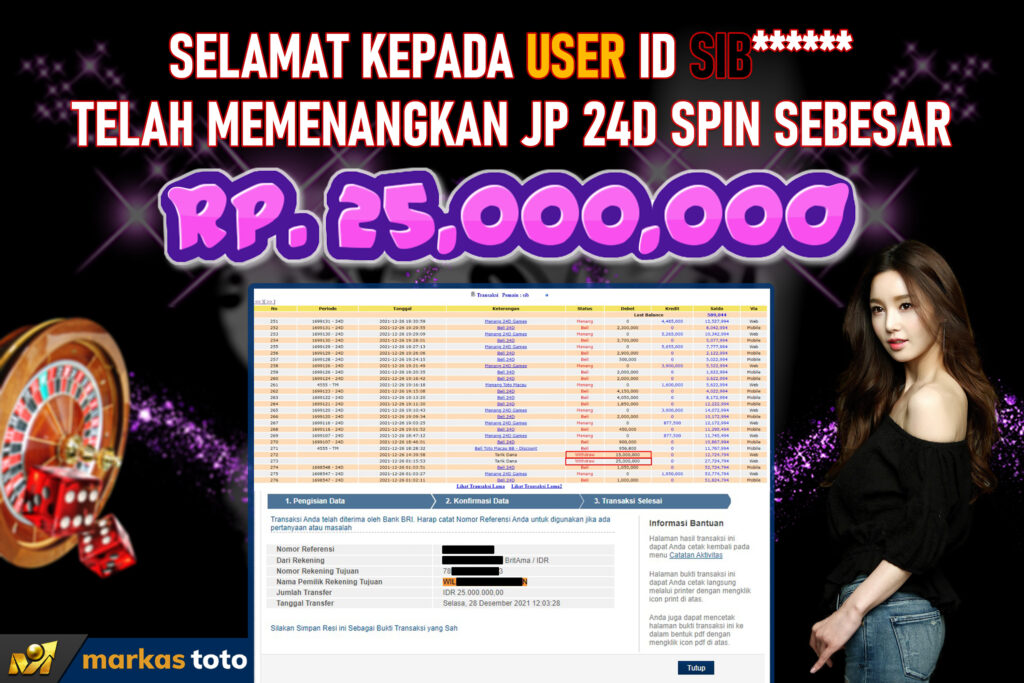 BUKTI PEMBAYARAN MEMBER JP LIVECASINO DI MARKASTOTO USER ID SIB