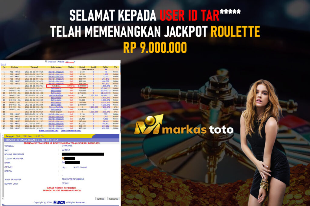 BUKTI PEMBAYARAN MEMBER JP LIVECASINO DI MARKASTOTO USER ID TAR