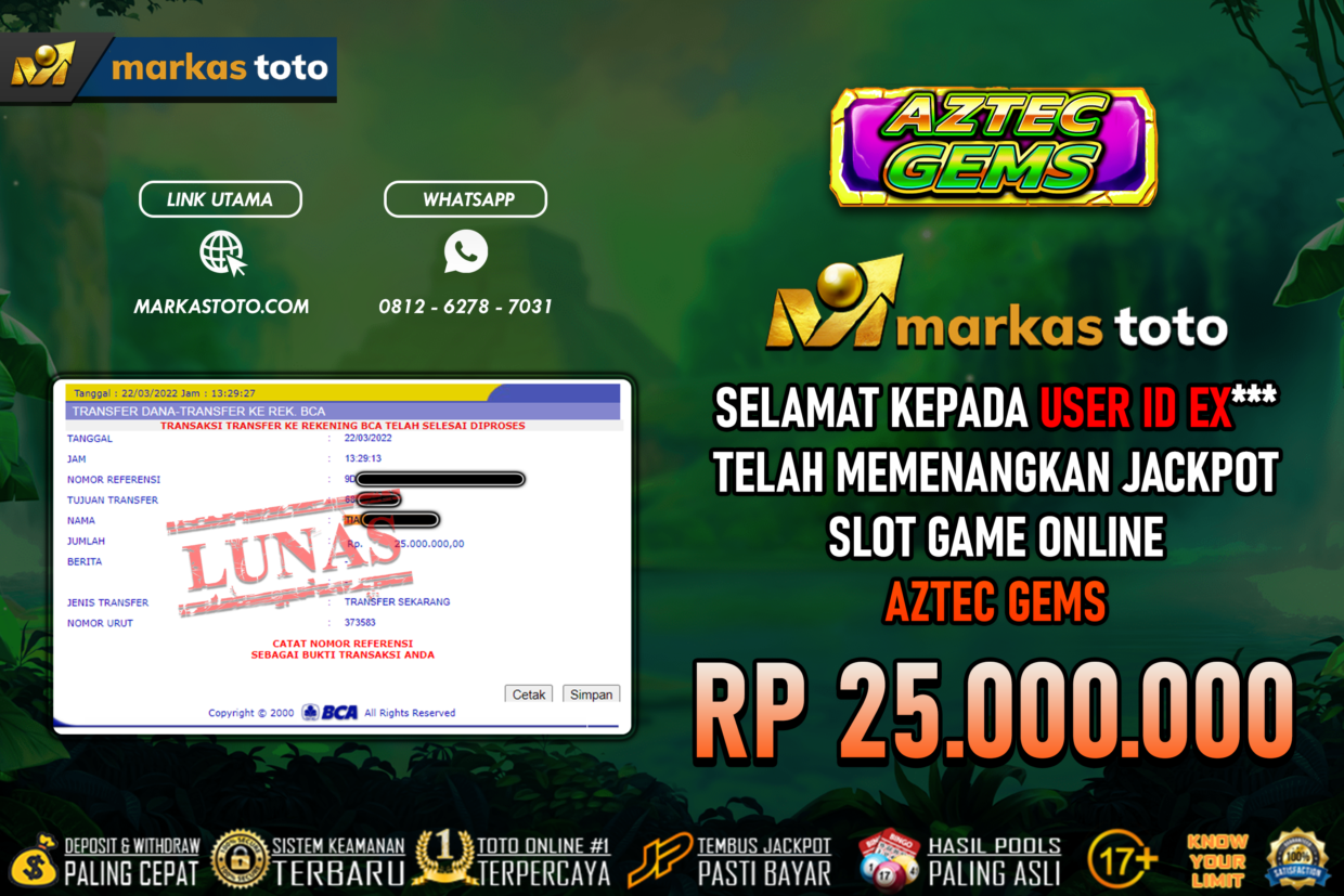 BUKTI PEMBAYARAN MEMBER JP SLOT PRAGMATIC AZTEC GEMS DI MARKASTOTO USER ID EX***