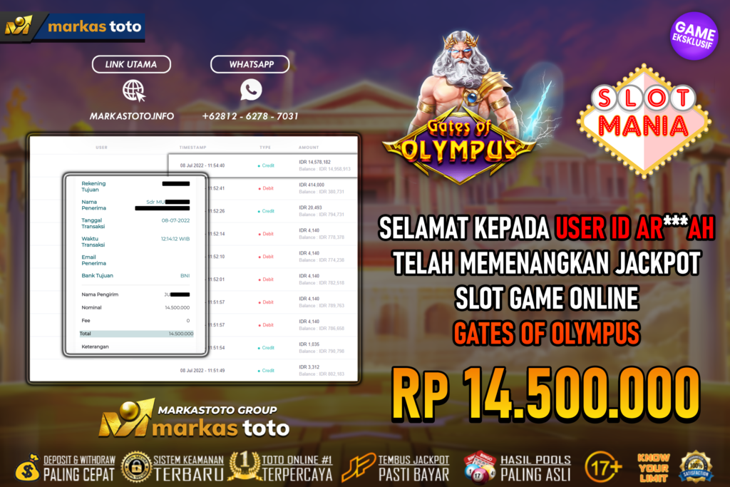 BUKTI PEMBAYARAN MEMBER JP SLOT PRAGMATIC GATES OF OLYMPUS DI MARKASTOTO USER ID AR***AH