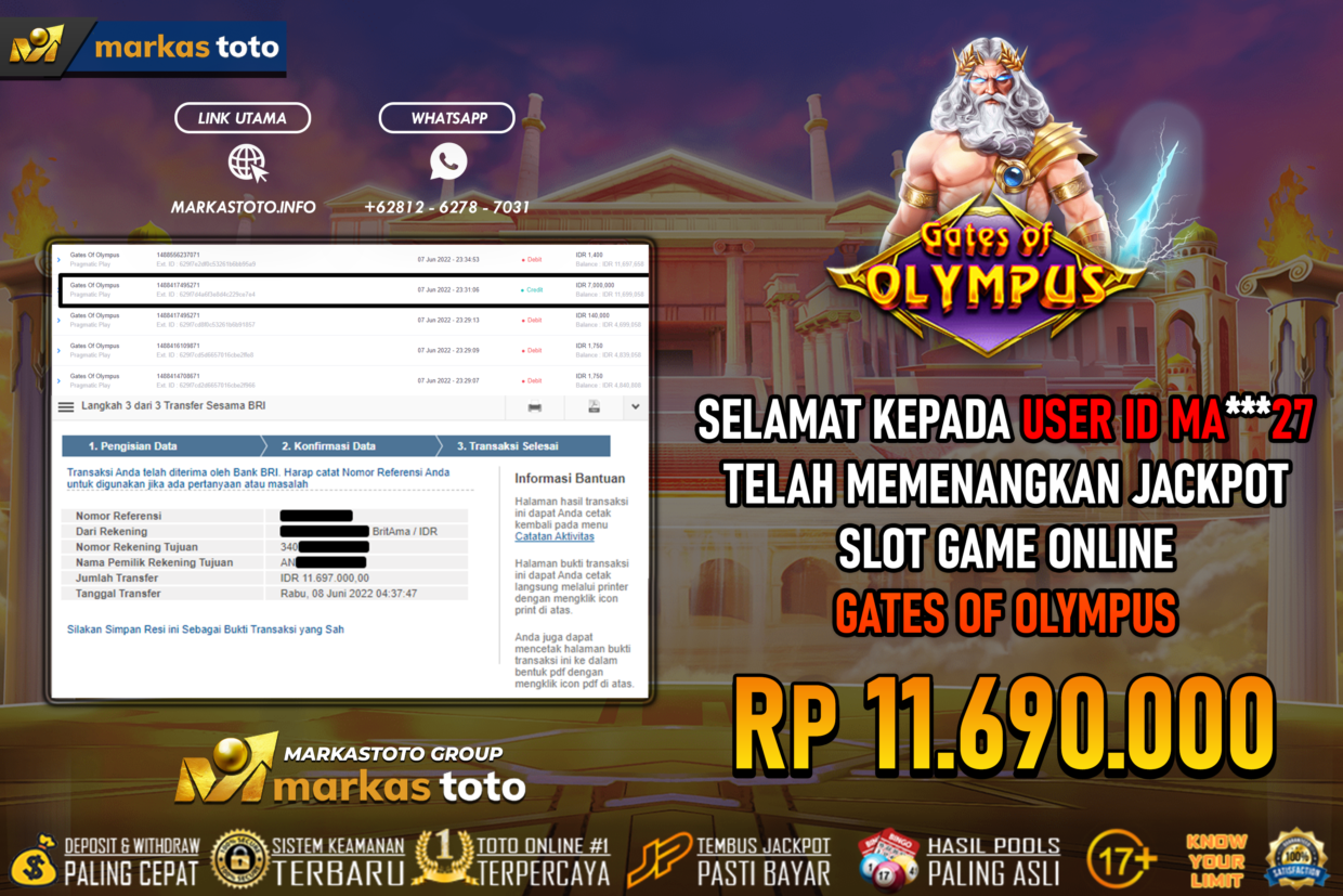 BUKTI PEMBAYARAN MEMBER JP SLOT PRAGMATIC GATES OF OLYMPUS DI MARKASTOTO USER ID MA***27