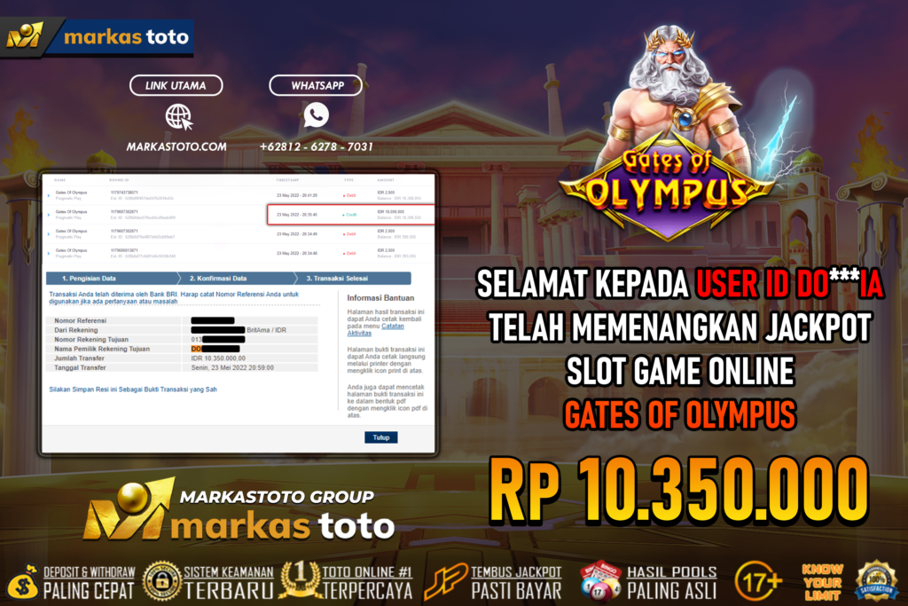 BUKTI PEMBAYARAN MEMBER JP SLOT PRAGMATIC OLYMPUS DI MARKASTOTO USER ID DO***IA