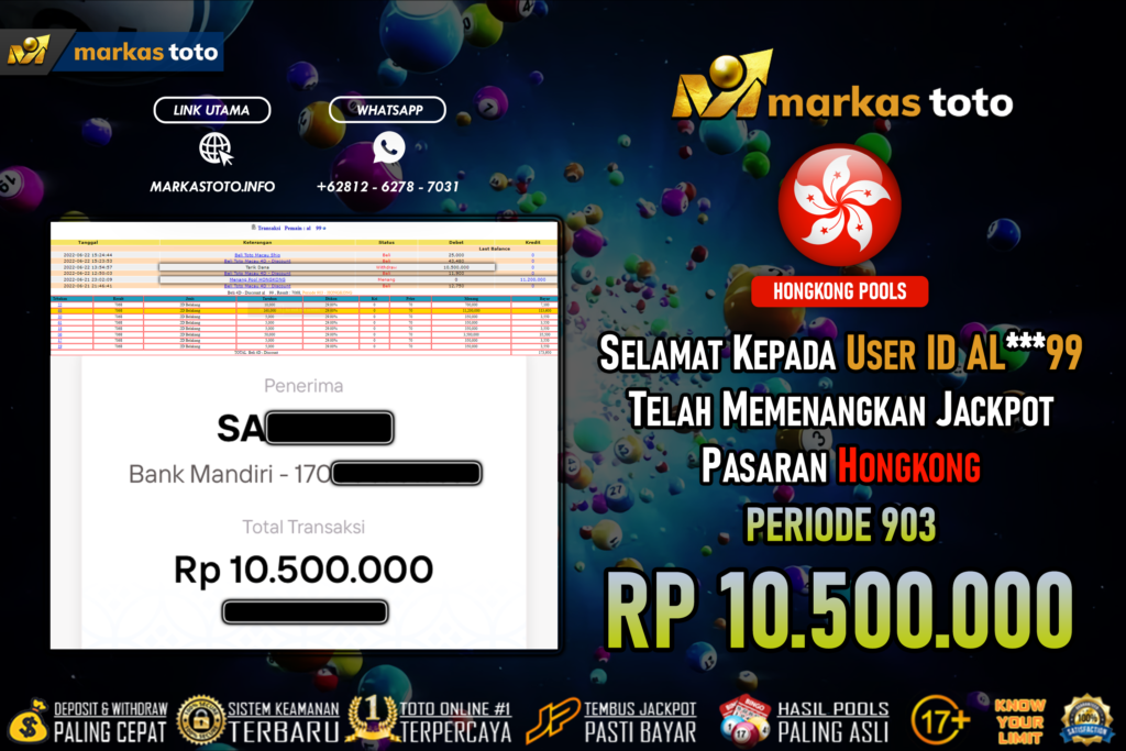 BUKTI PEMBAYARAN MEMBER JP TOGEL HK DI MARKASTOTO USER ID AL***99