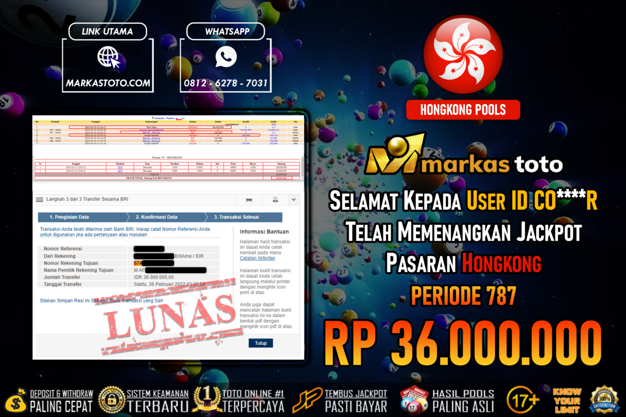 BUKTI PEMBAYARAN MEMBER JP TOGEL HONGKONG DI MARKASTOTO USER ID COR