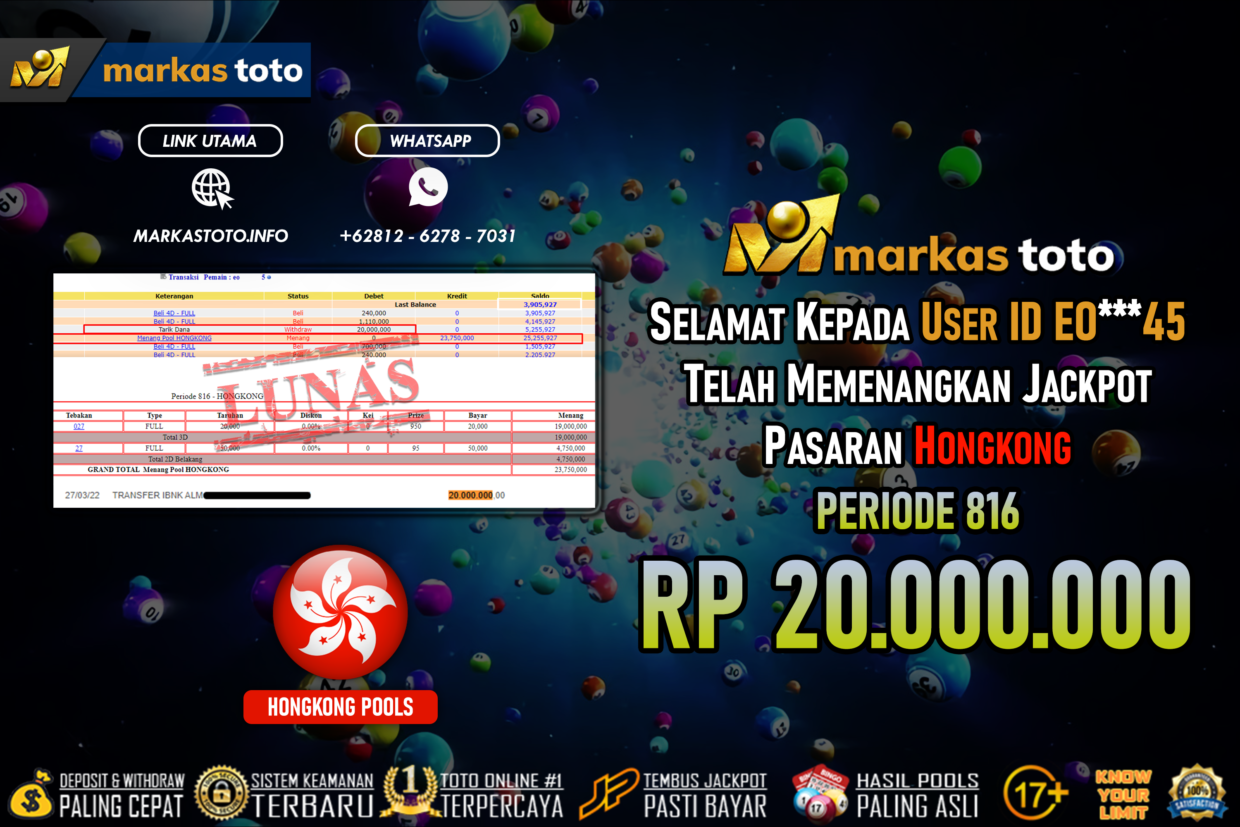 BUKTI PEMBAYARAN MEMBER JP TOGEL HONGKONG DI MARKASTOTO USER ID E045