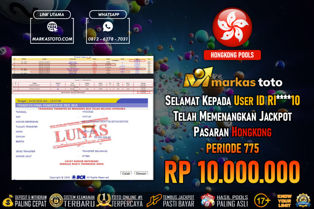 BUKTI PEMBAYARAN MEMBER JP TOGEL HONGKONG DI MARKASTOTO USER ID RI10