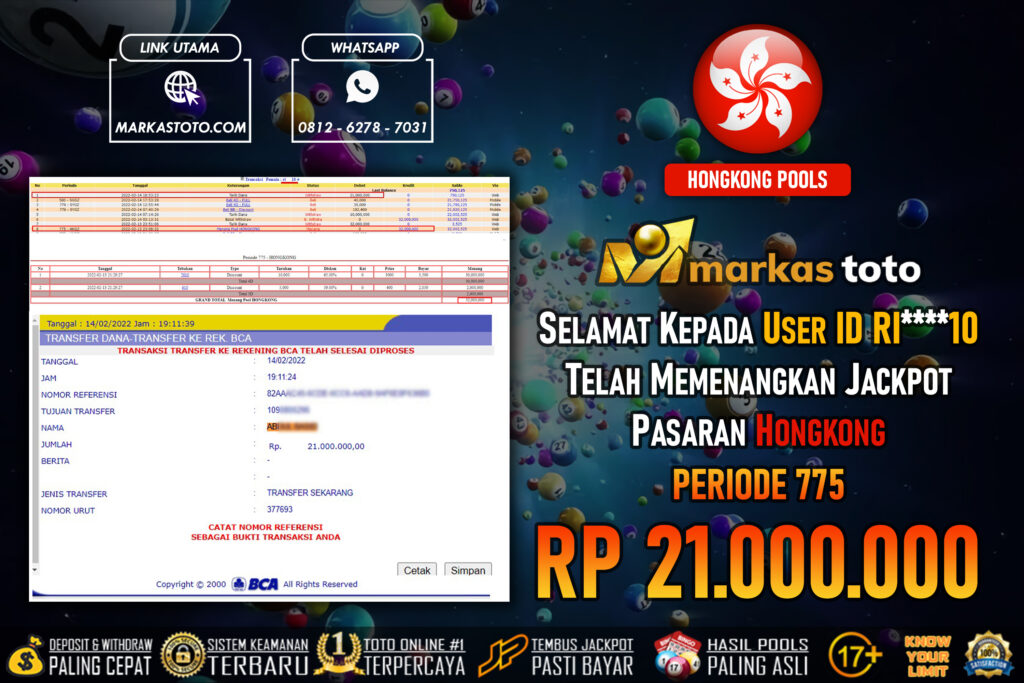 BUKTI PEMBAYARAN MEMBER JP TOGEL HONGKONG DI MARKASTOTO USER ID RI10