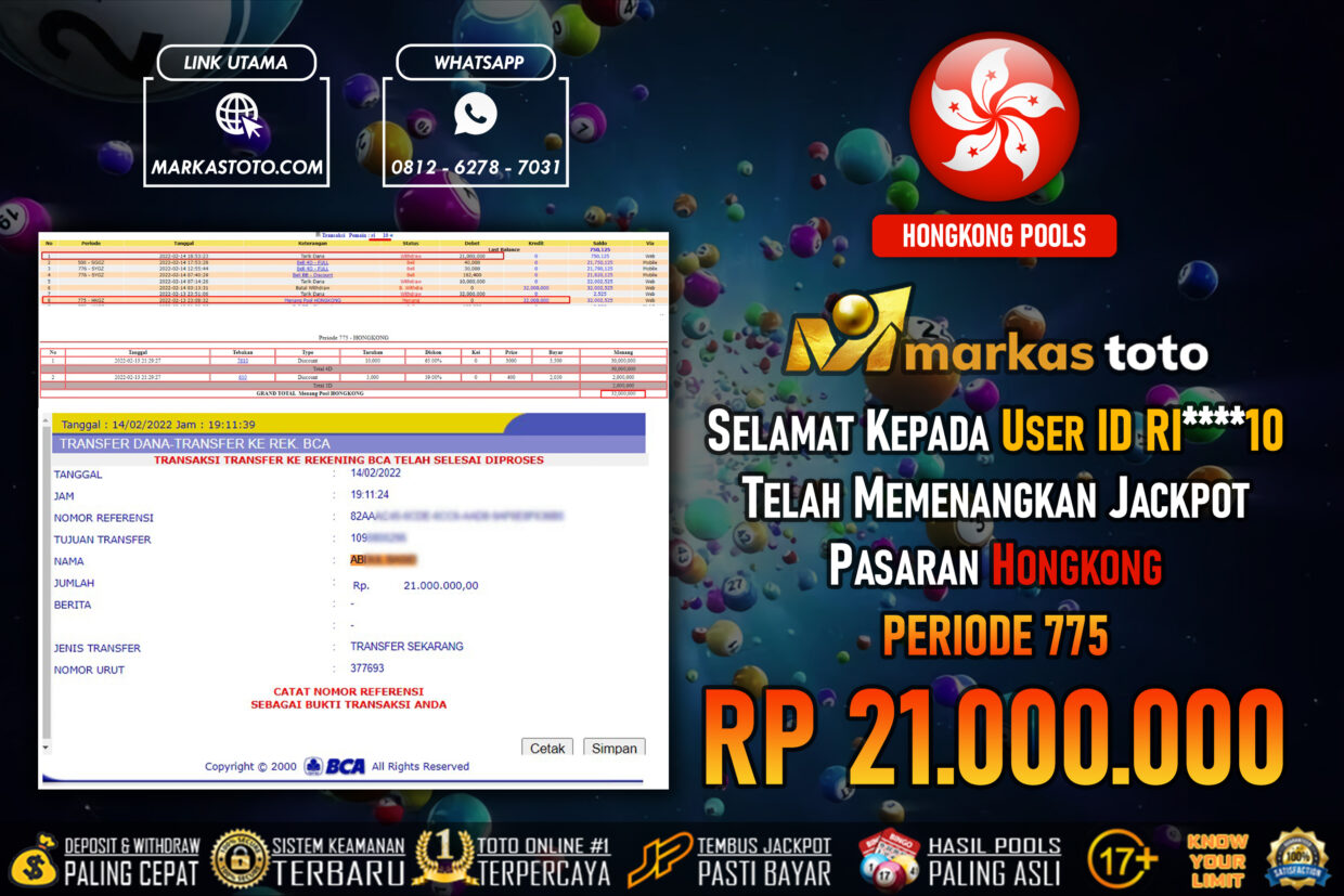 BUKTI PEMBAYARAN MEMBER JP TOGEL HONGKONG DI MARKASTOTO USER ID RI10