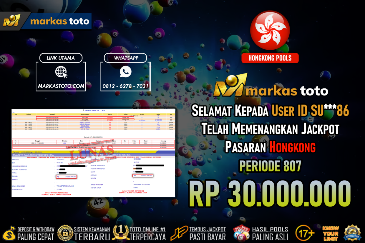 BUKTI PEMBAYARAN MEMBER JP TOGEL HONGKONG DI MARKASTOTO USER ID SU86