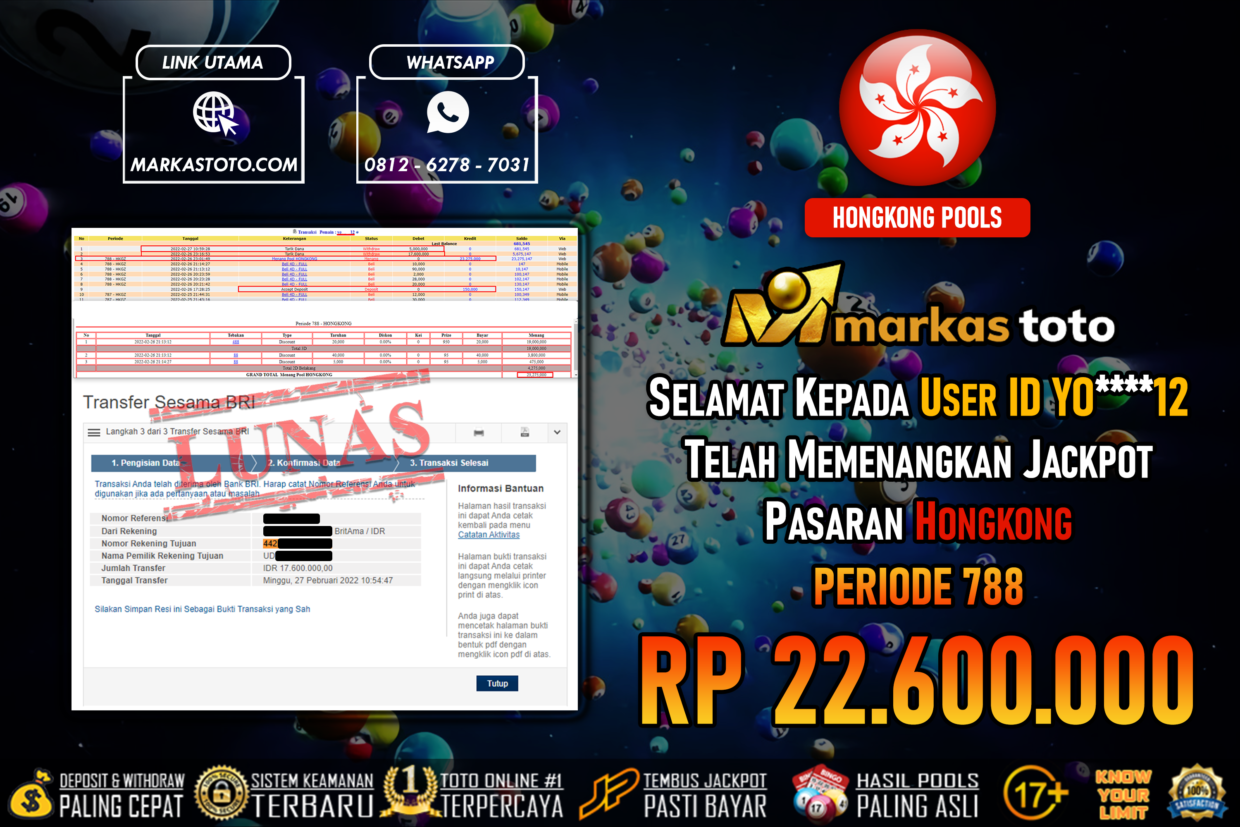 BUKTI PEMBAYARAN MEMBER JP TOGEL HONGKONG DI MARKASTOTO USER ID YO12