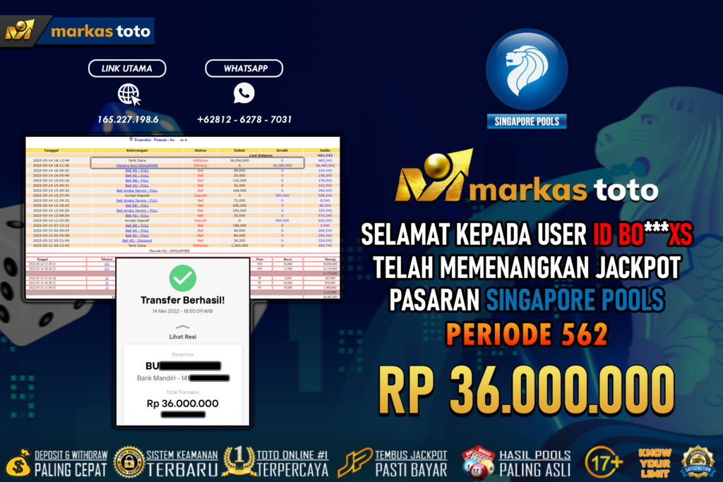 BUKTI PEMBAYARAN MEMBER JP TOGEL SGP DI MARKASTOTO USER ID BOXS