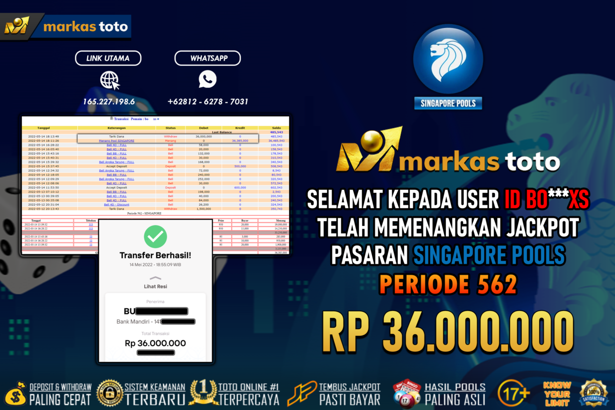 BUKTI PEMBAYARAN MEMBER JP TOGEL SGP DI MARKASTOTO USER ID BOXS