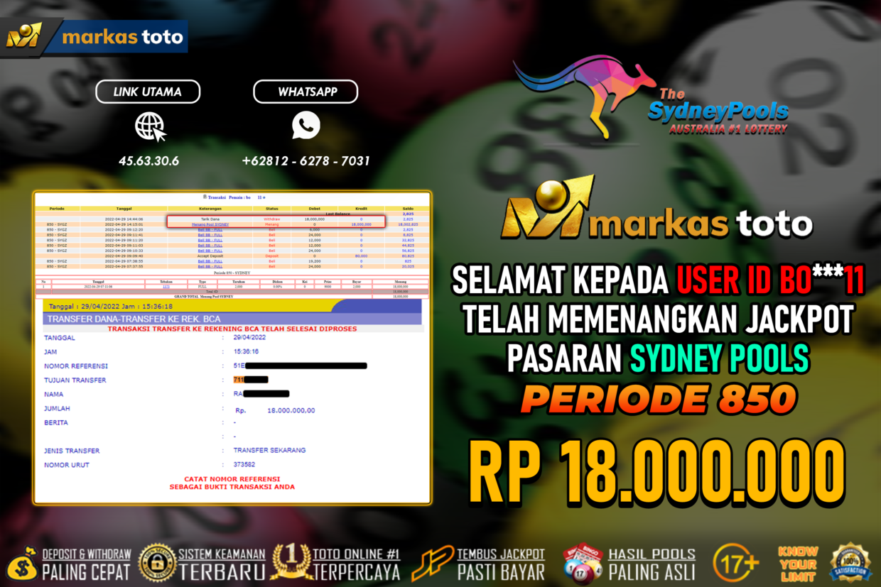 BUKTI PEMBAYARAN MEMBER JP TOGEL SYDNEY DI MARKASTOTO USER ID BO***11