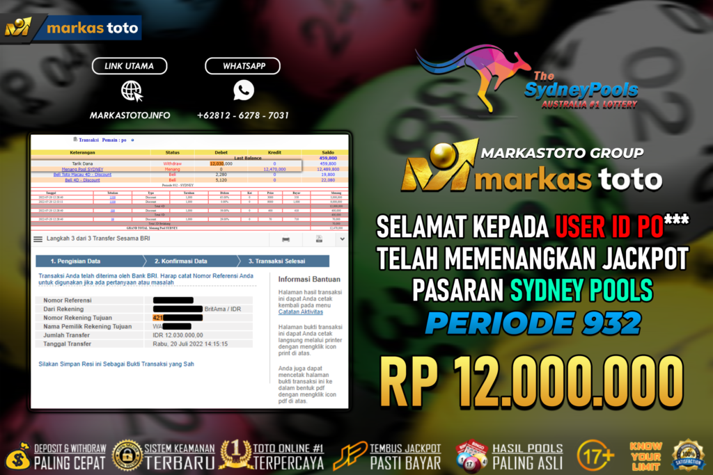 BUKTI PEMBAYARAN MEMBER JP TOGEL SYDNEY DI MARKASTOTO USER ID PO