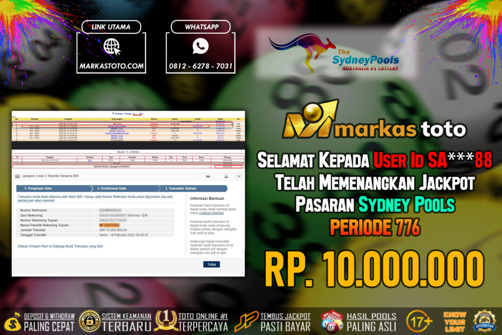 BUKTI PEMBAYARAN MEMBER JP TOGEL SYDNEY DI MARKASTOTO USER ID SA88