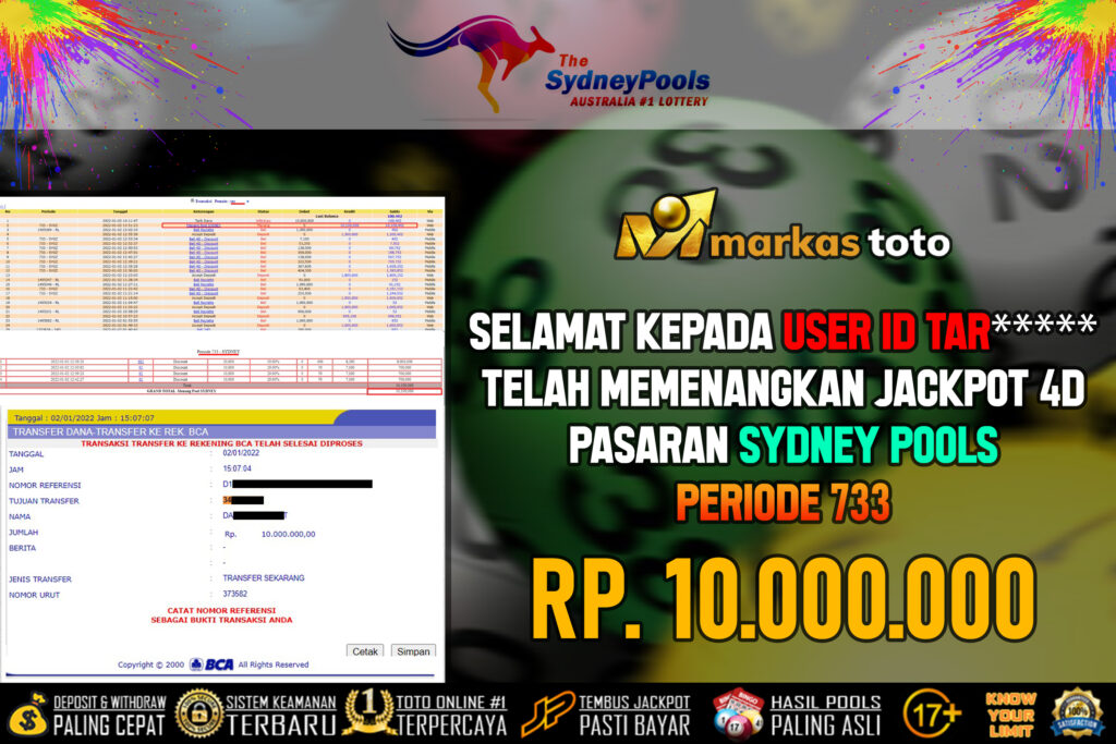 BUKTI PEMBAYARAN MEMBER JP TOGEL SYDNEY DI MARKASTOTO USER ID TAR