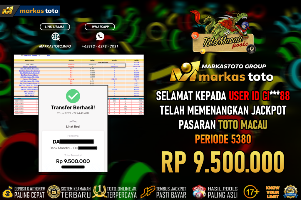 BUKTI PEMBAYARAN MEMBER JP TOGEL TOTO MACAU DI MARKASTOTO USER ID CI88