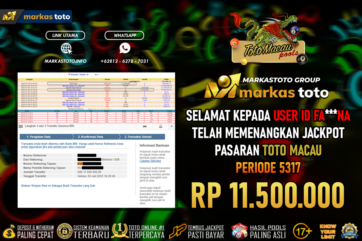 BUKTI PEMBAYARAN MEMBER JP TOGEL TOTOMACAU DI MARKASTOTO USER ID FA***NA