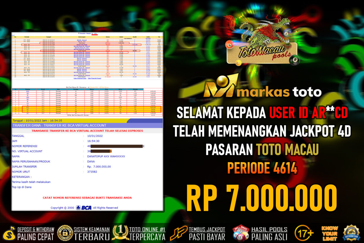 BUKTI PEMBAYARAN MEMBER JP TOGEL TOTOMACAU DI MARKASTOTO USER ID AC