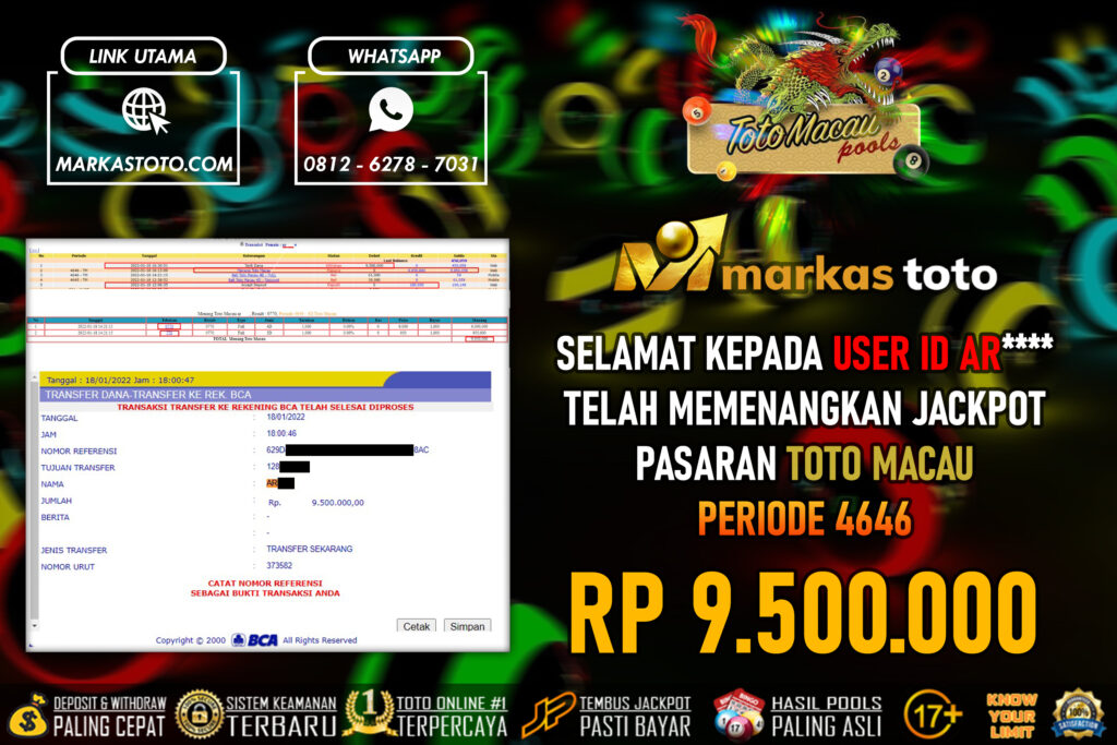 BUKTI PEMBAYARAN MEMBER JP TOGEL TOTOMACAU DI MARKASTOTO USER ID AR