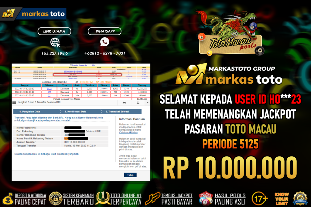 BUKTI PEMBAYARAN MEMBER JP TOGEL TOTOMACAU DI MARKASTOTO USER ID HO ...