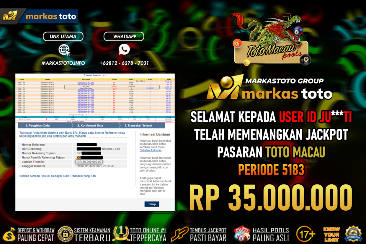 BUKTI PEMBAYARAN MEMBER JP TOGEL TOTOMACAU DI MARKASTOTO USER ID JUTI