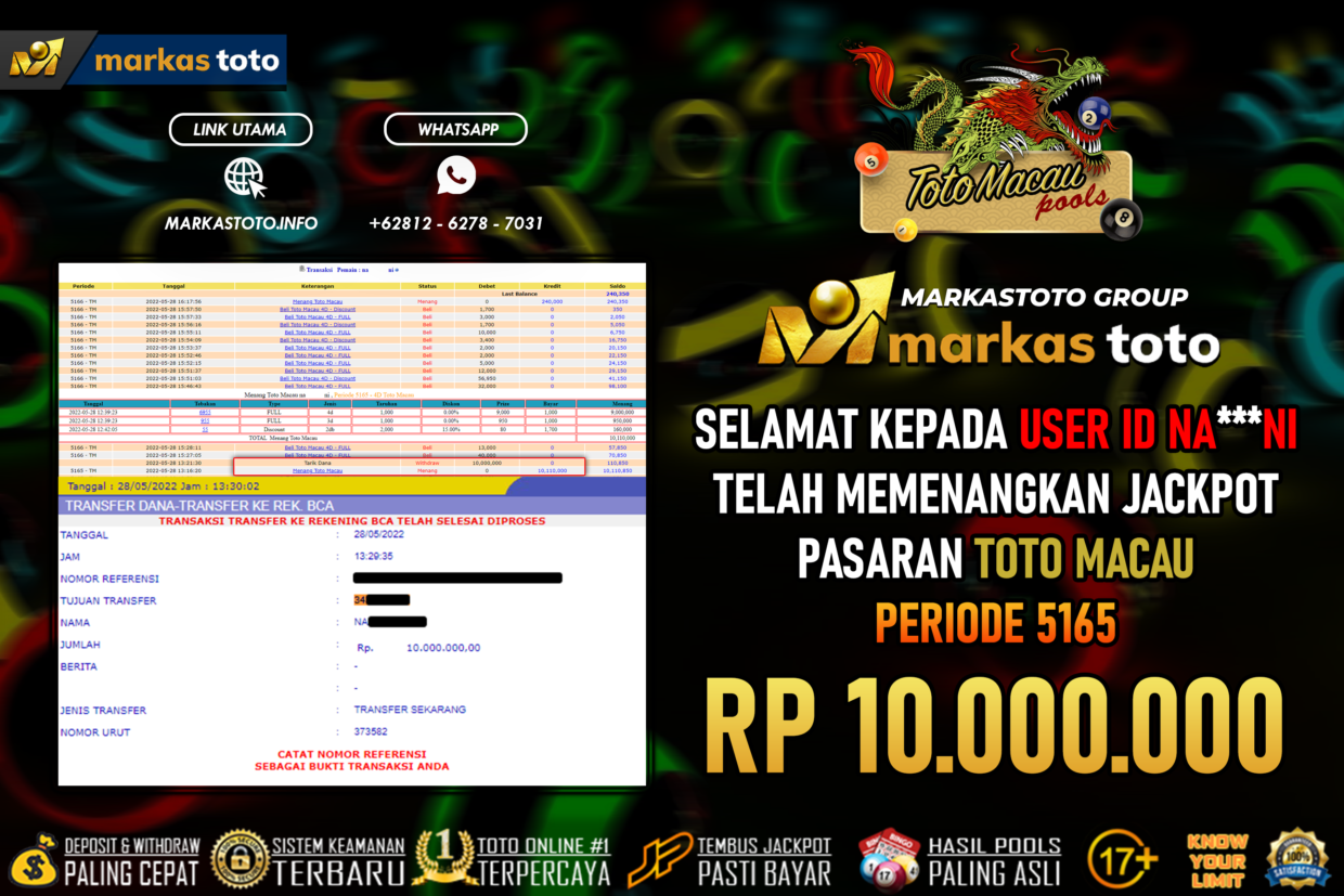 BUKTI PEMBAYARAN MEMBER JP TOGEL TOTOMACAU DI MARKASTOTO USER ID NA***NI