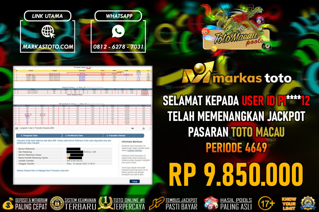 BUKTI PEMBAYARAN MEMBER JP TOGEL TOTOMACAU DI MARKASTOTO USER ID PI12