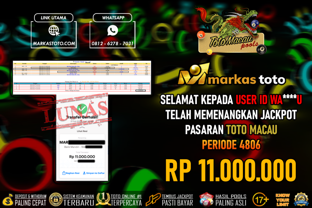 BUKTI PEMBAYARAN MEMBER JP TOGEL TOTOMACAU DI MARKASTOTO USER ID WAU