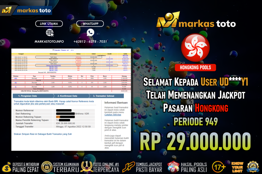 BUKTI PEMBAYARAN MEMBER JP TOGEL HK DI MARKASTOTO USER ID UDY1