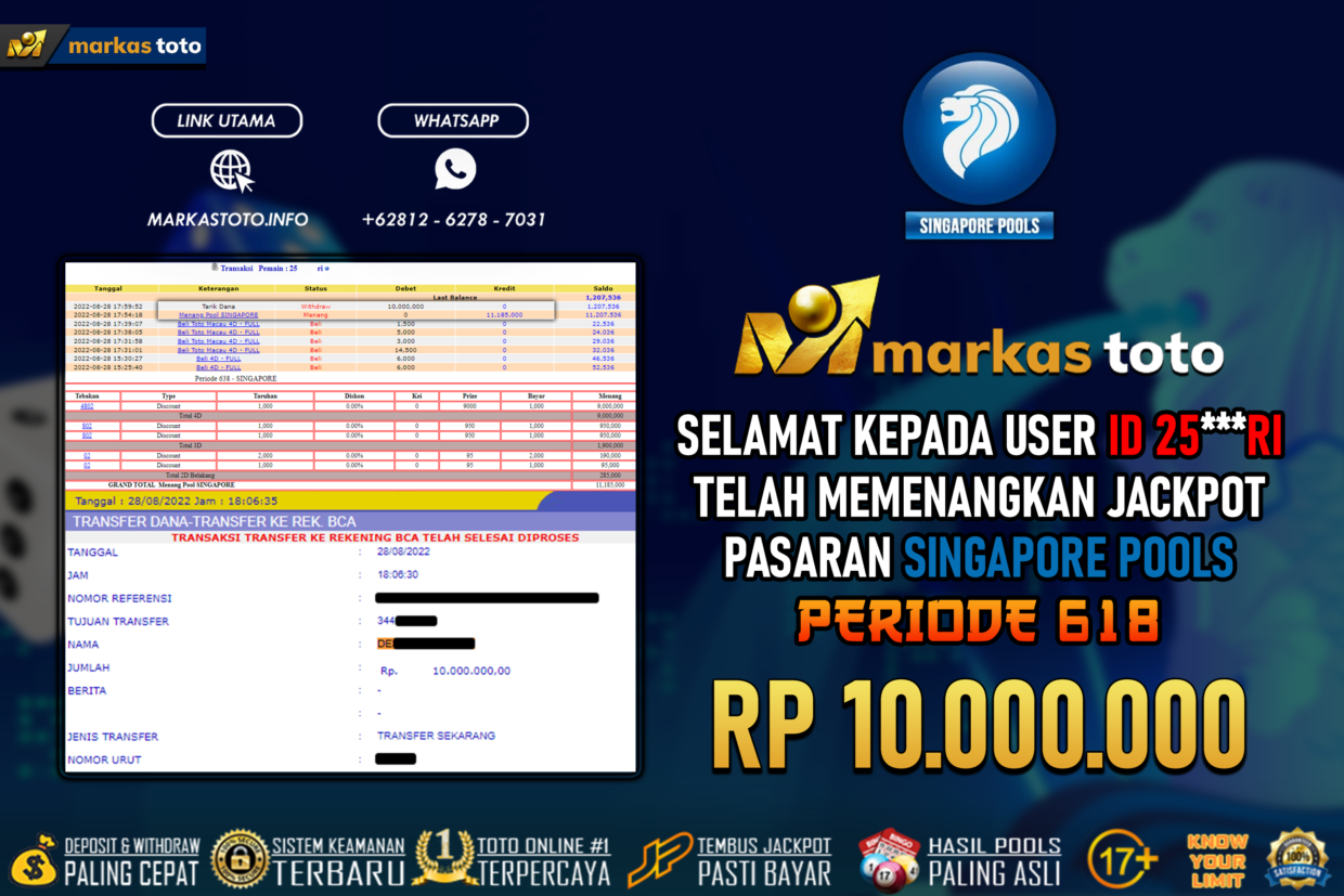 BUKTI PEMBAYARAN MEMBER JP TOGEL SGP DI MARKASTOTO USER ID 25RI