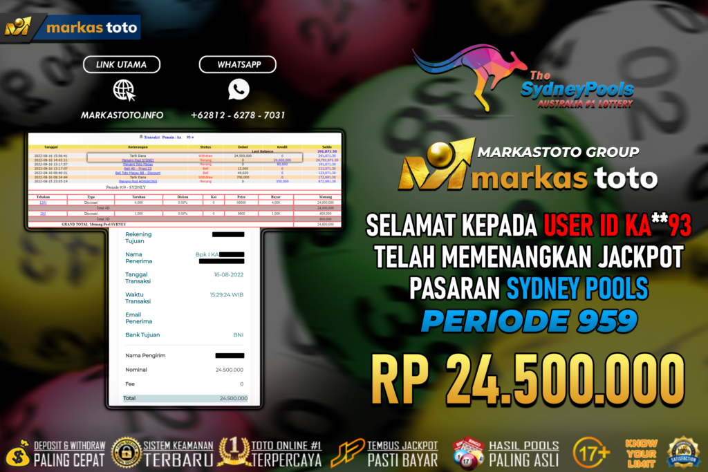 BUKTI PEMBAYARAN MEMBER JP TOGEL SYDNEY DI MARKASTOTO USER ID KA93