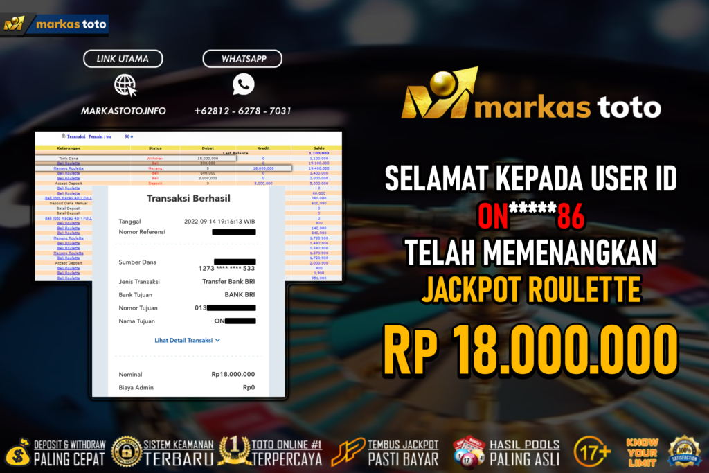 BUKTI PEMBAYARAN MEMBER JP LIVE CASINO DI MARKASTOTO USER ID ON86