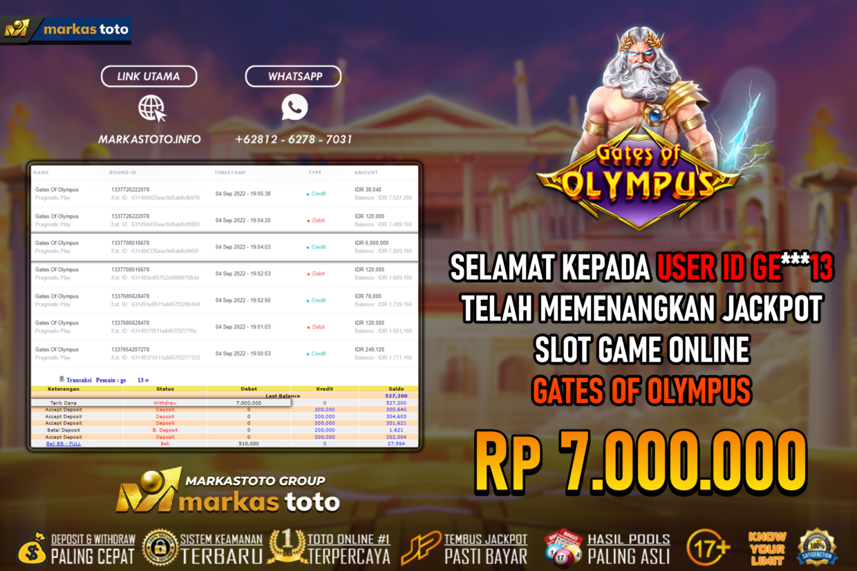 BUKTI PEMBAYARAN MEMBER JP SLOT PRAGMATIC GATES OF OLYMPUS DI MARKASTOTO USER ID GE13