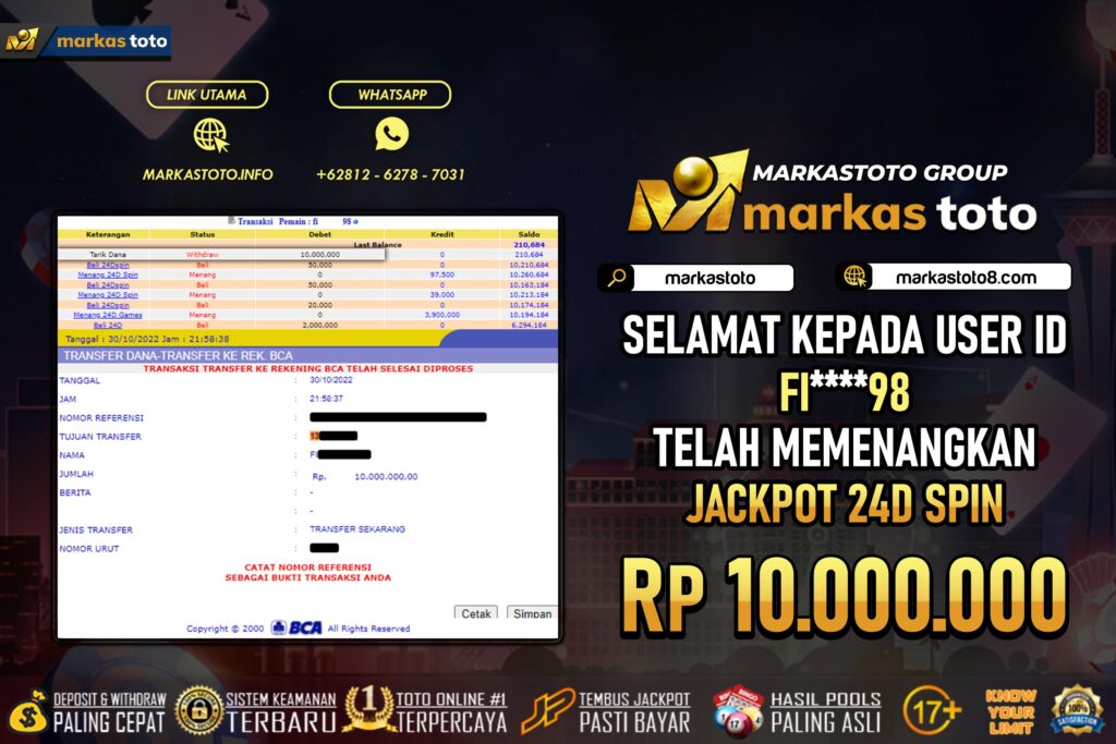 BUKTI PEMBAYARAN MEMBER JP LIVE CASINO DI MARKASTOTO USER ID FI98