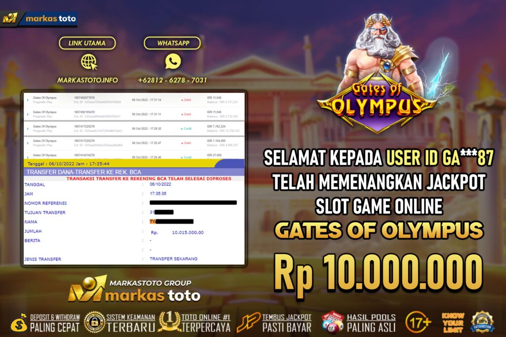 BUKTI PEMBAYARAN MEMBER JP SLOT PRAGMATIC GATES OF OLYMPUS DI MARKASTOTO USER ID GA87