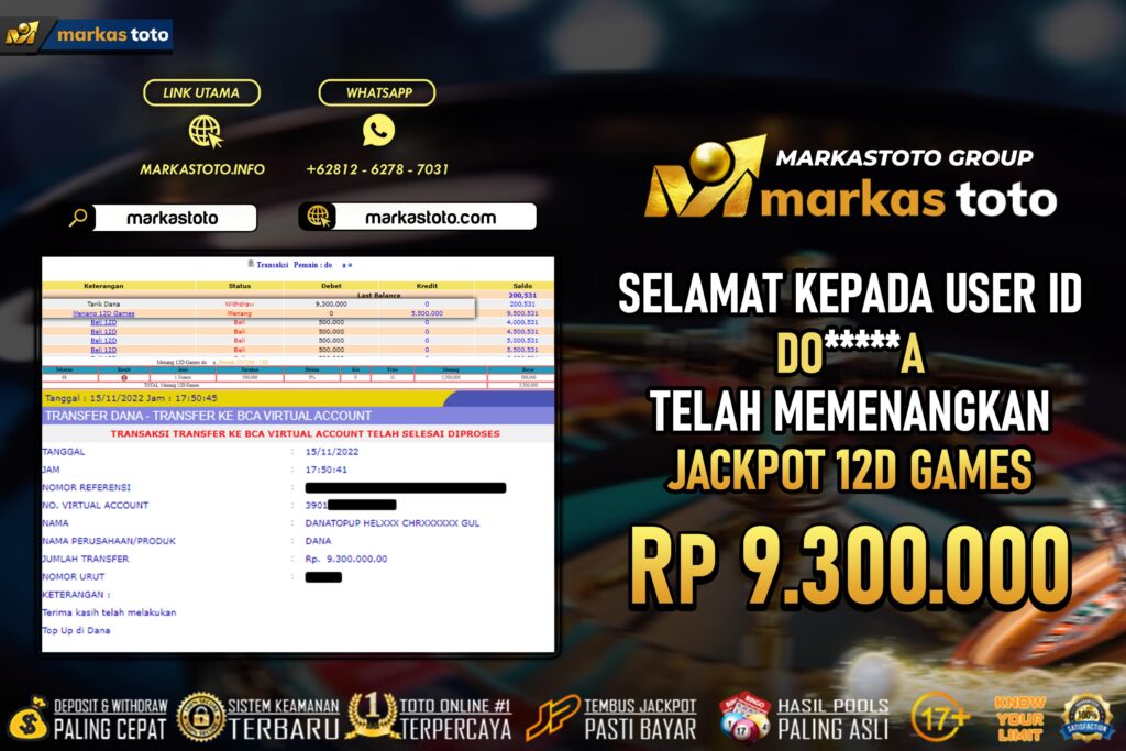 BUKTI PEMBAYARAN MEMBER JP LIVE CASINO DI MARKASTOTO USER ID DOA