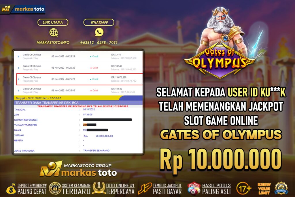 BUKTI PEMBAYARAN MEMBER JP SLOT PRAGMATIC GATES OF OLYMPUS DI MARKASTOTO USER ID KUK