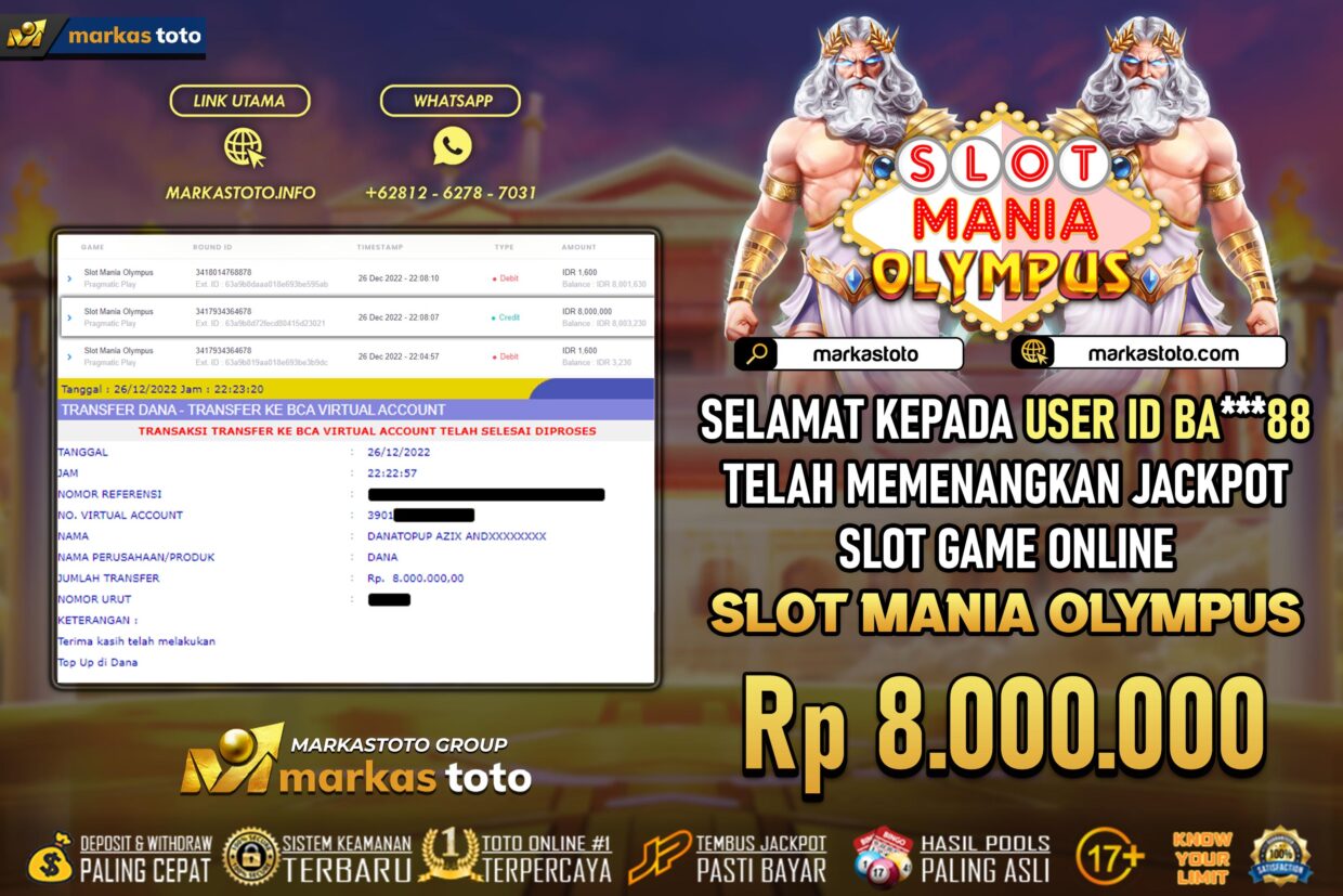 BUKTI PEMBAYARAN MEMBER JP SLOT PRAGMATIC SLOT MANIA OLYMPUS DI MARKASTOTO USER ID BA88