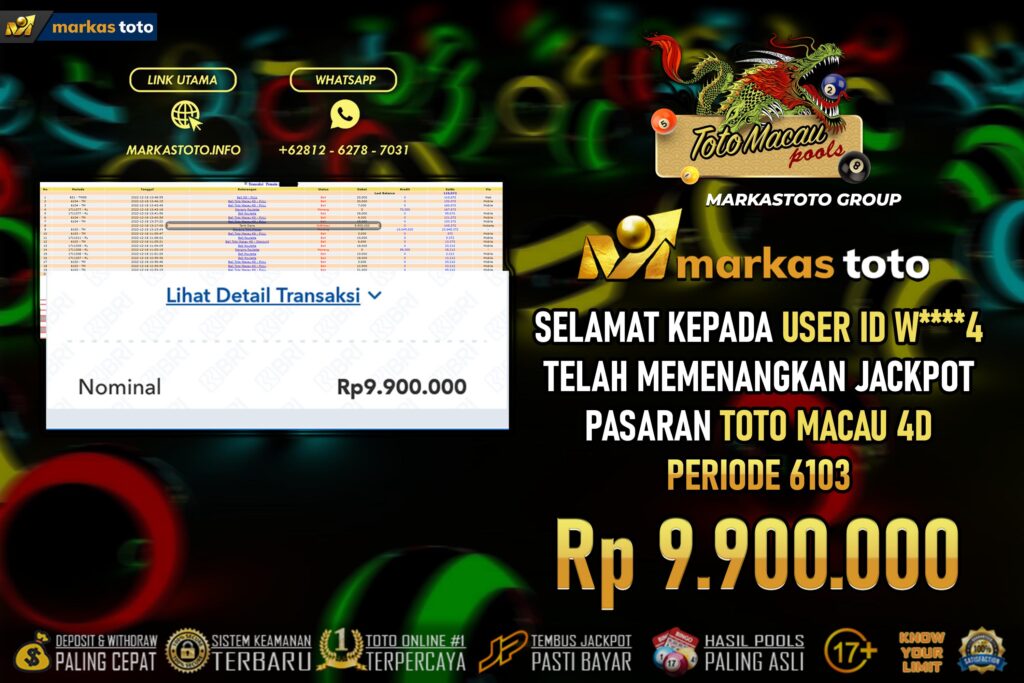 BUKTI PEMBAYARAN MEMBER JP TOGEL TOTO MACAU DI MARKASTOTO USER ID W4