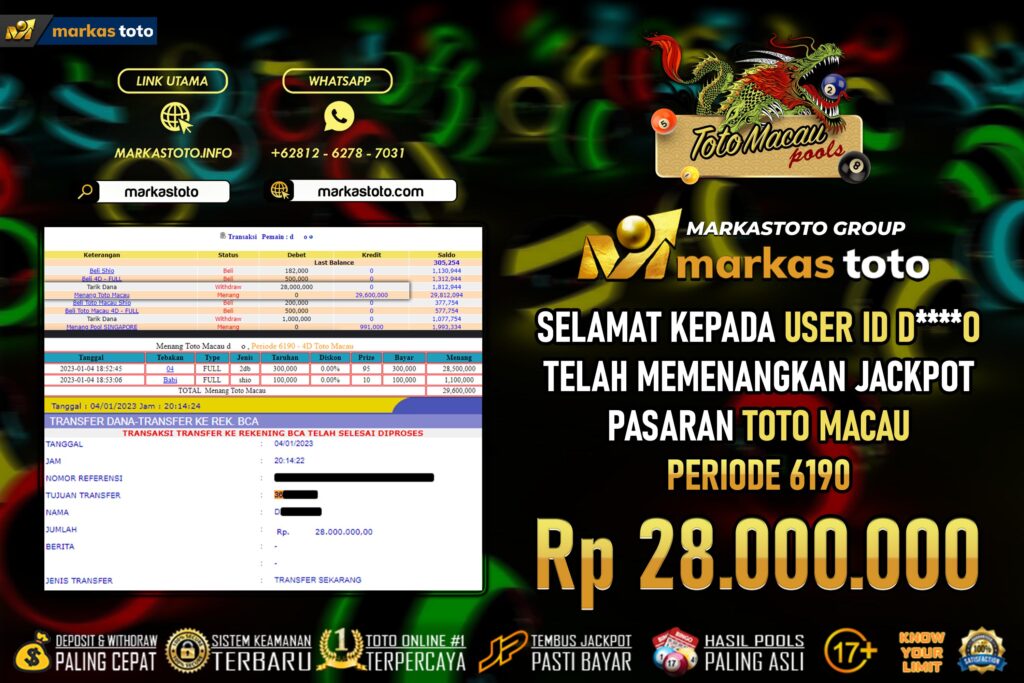 BUKTI PEMBAYARAN MEMBER JP TOGEL TOTO MACAU DI MARKASTOTO USER ID DO