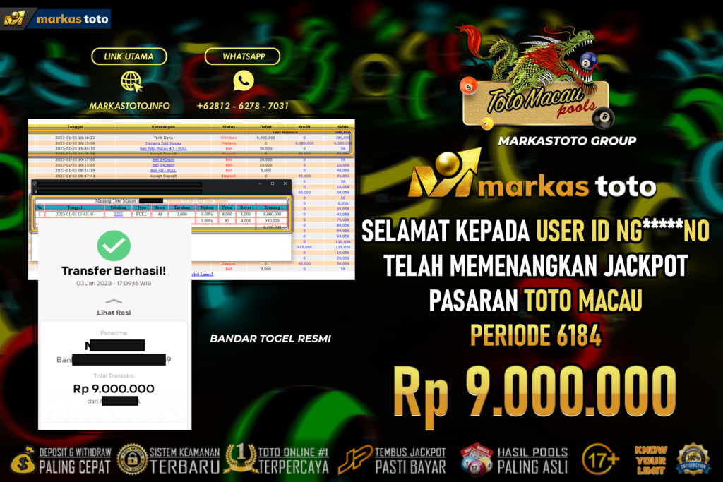 BUKTI PEMBAYARAN MEMBER JP TOGEL TOTO MACAU DI MARKASTOTO USER ID NGNO