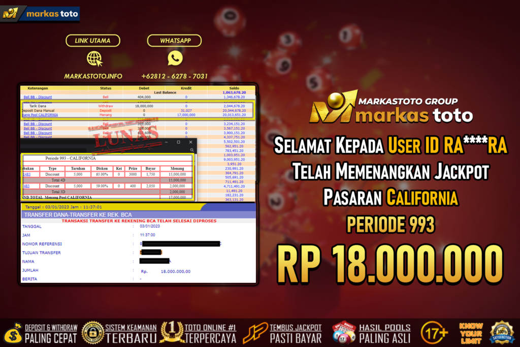 BUKTI PEMBAYARAN MEMBER JP TOGEL WLA PENNSYLVANIA DI MARKASTOTO USER ID RARA