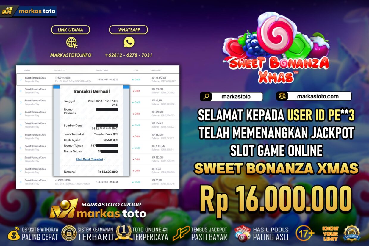 BUKTI PEMBAYARAN MEMBER JP SLOT PRAGMATIC SLOT SWEET BONANZA XMAS DI MARKASTOTO USER ID PE3