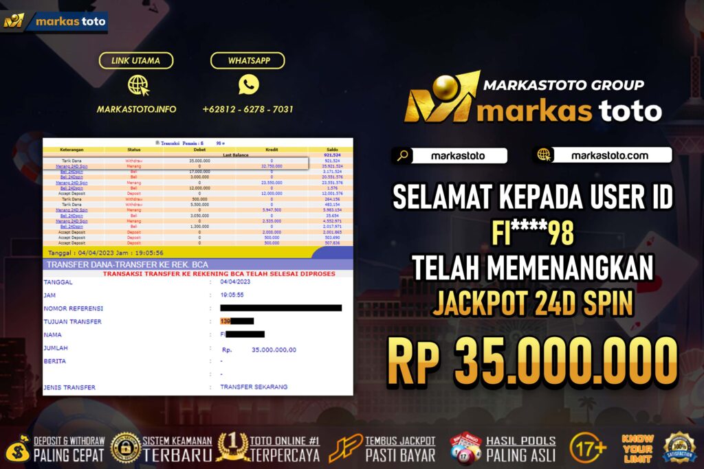 BUKTI PEMBAYARAN MEMBER JP LIVE CASINO DI MARKASTOTO USER ID FI98