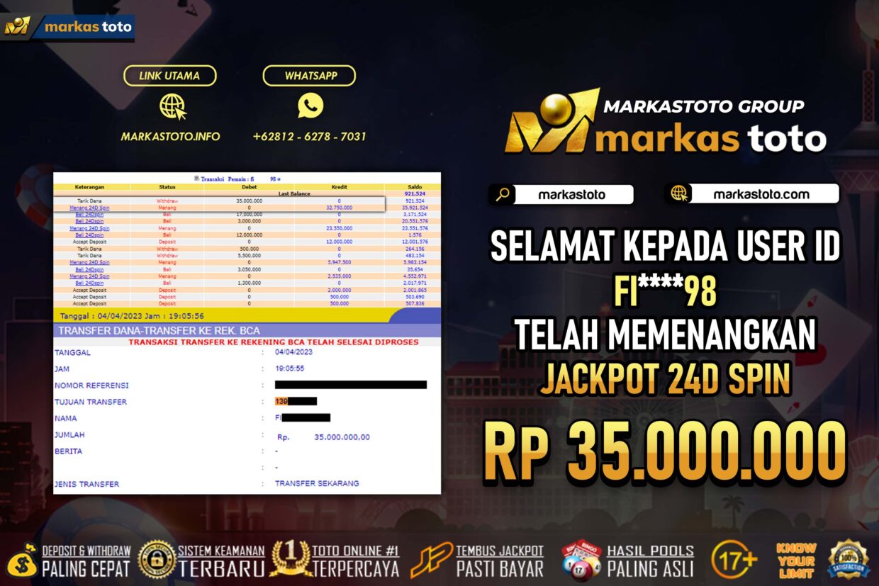 BUKTI PEMBAYARAN MEMBER JP LIVE CASINO DI MARKASTOTO USER ID FI98