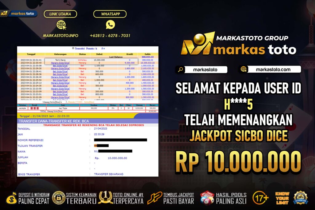 BUKTI PEMBAYARAN MEMBER JP LIVE CASINO DI MARKASTOTO USER ID H5