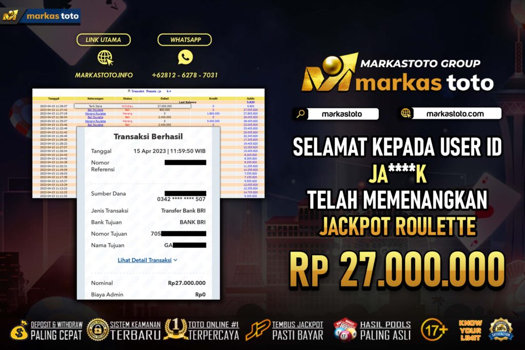 BUKTI PEMBAYARAN MEMBER JP LIVE CASINO DI MARKASTOTO USER ID JAK